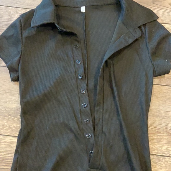 Black button down romper - Picture 2 of 4